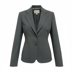 Banana Republic Wool Blend Stretch Blazer Black Sz 4 Two Button Tailored Jacket